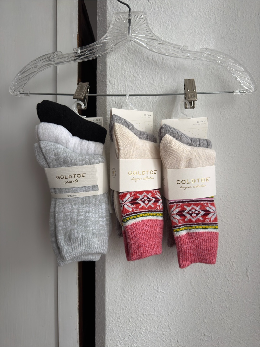 NWT GoldToe socks 7 pair: Limited Edition FairIsle Crew & Ultra Soft Crew